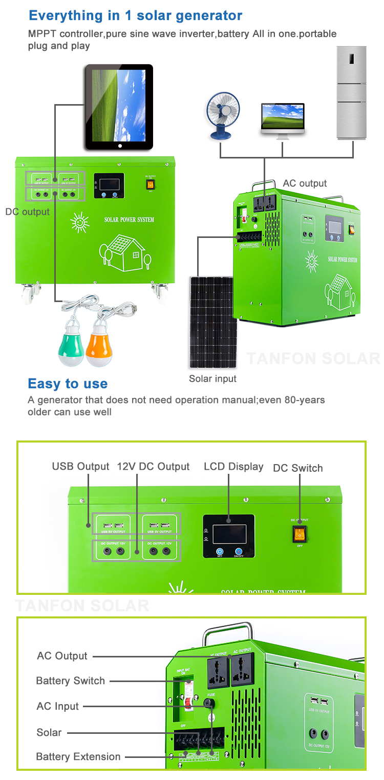 All In One plug and play 3000W solar home system _Lithium Battery Storage  Solar System_TANFON solar power system, solar panel inverter, solar home  system factory