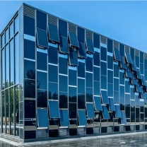 bipv solar panel blue transparent sea view room glass